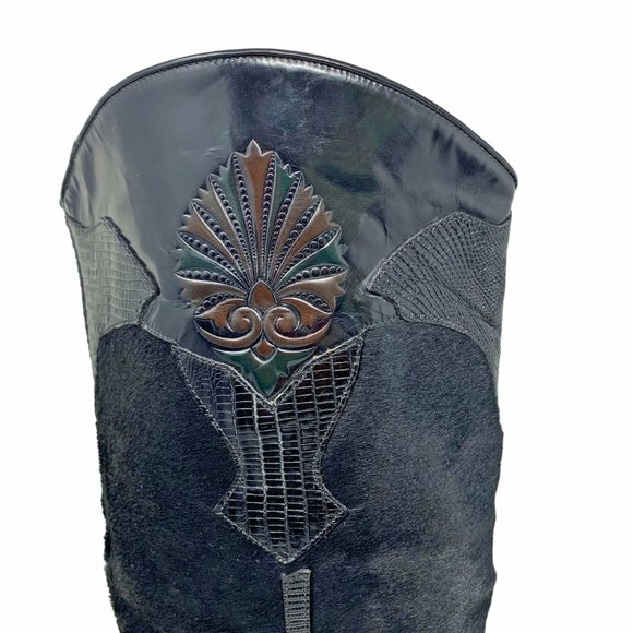 R Martegani Handmade‎ Leather Lizard and Calves Hair Midcalf Boot main image 10